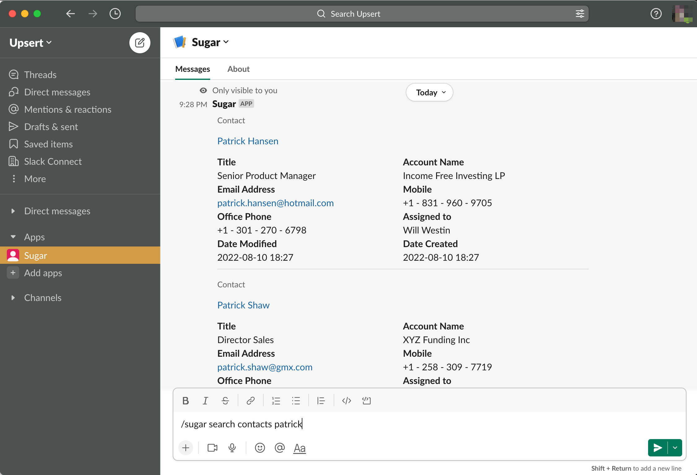 Upsert® Connector for Slack